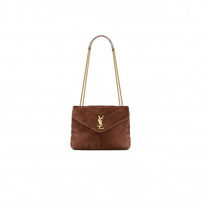 YSL LOULOU SMALL CHAIN BAG IN SUEDE 494699320025 (23*17*9cm)